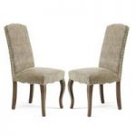 Madeline Dining Chair In Bark Fabric And Walnut Legs in A Pair