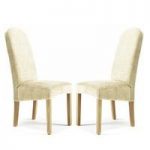 Jennifer Dining Chair In Pearl Fabric With Oak Legs in A Pair