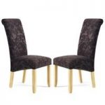 Ameera Dining Chair In Floral Aubergine Fabric And Oak in A Pair