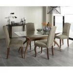Jenson Glass Dining Table With 6 Madeline Dining Chairs In Bark