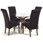 Jenson Glass Dining Table With 4 Ameera Chairs in Aubergine