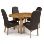 Robyn Extendable Dining Table With 4 Jennifer Chair In Brown PU