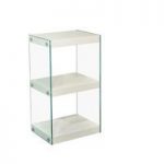 Torino Small Display Stand In Glass With White Gloss Shelves