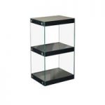 Torino Small Display Stand In Glass With Black Gloss Shelves