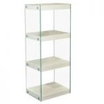 Torino Medium Display Stand In Glass With White Gloss Shelves