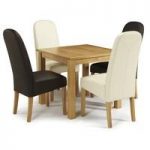 Darcey Dining Table In Oak And 4 Jennifer Chair In Faux Leather