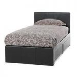 Lanolin Single Bed In Brown Faux Leather With 2 Drawers