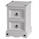 Coroner Bedside Cabinet In White Washed With 2 Drawers