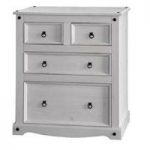 Coroner Chest Of Drawers In White Washed With 2+2 Drawers
