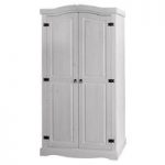 Coroner Wardrobe In White Washed With 2 Doors