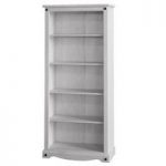 Coroner Tall Bookcase In White Washed Pine With 4 Shelf