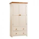 Jameson Wardrobe In Cream And Oak With 2 Door And 2 Drawers