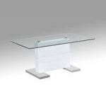 Jacky Glass Coffee Table In White Gloss And Stainless Steel Base