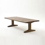 Lunch Pedestal Dining Table Rectangular In Solid White Oak