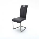 Marie Cantilever Dining Chair In Black PU Leather And Steel Legs