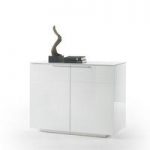 Canberra Compact Sideboard In White Glass Top And High Gloss