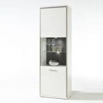 Libya Glass Left Display Cabinet In White Gloss And LED Lighting
