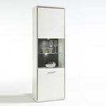 Libya Right Glass Display Cabinet In White Gloss And LED Lights