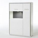 Libya Right Glass Highboard In White Gloss And LED Lighting