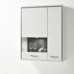 Libya Glass Wall Mounted Display Cabinet In White Gloss With LED