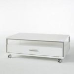 Libya Coffee Table In White High Gloss With 1 Drawer And 1 Shelf