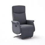 Warsaw Recliner Chair In Dark Grey Faux Leather With Chrome Base
