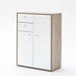 Camino Shoe Storage Cabinet In White Gloss Front And Sanremo Oak