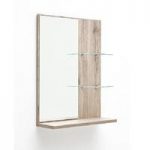 Camino Wall Mirror With Panel In Sanremo Oak With 3 Shelf