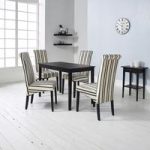 Carmel Wooden Dining Table In Matt Black And 4 Cream Chairs