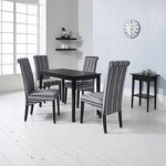 Carmel Wooden Dining Table In Matt Black And 4 Grey Chairs
