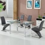 Jessi Extendable Dining Table In Clear Glass And 6 Grey Z Chairs