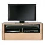 Cardiff Wooden TV Stand In Light Oak With Glass Shelf