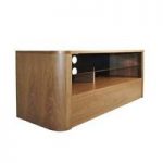 Cardiff Wooden TV Stand In Walnut With Glass Shelf