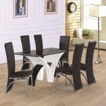 Ameria Dining Table In Smoked Glass With 6 Ravenna Dining Chairs