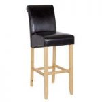 Monte Carlo High Bar Chair In Black Faux Leather With Oak Legs