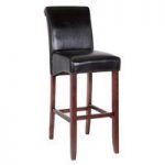 Monte Carlo High Bar Chair In Black Faux Leather With Wenge Legs
