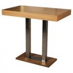 Caprice Bar Table Rectangular In Oak And Stainless Steel Support