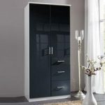 Alton Wardrobe In Gloss Black And Alpine White With 3 Drawers