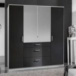 Alton Mirror Wardrobe In Gloss Black Alpine White With 4 Doors