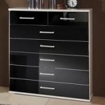 Alton Wide Chest of Drawers In Alpine White And Gloss Black