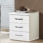 Luton Bedside Cabinet In High Gloss Alpine White With 3 Drawers
