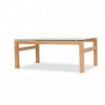 Tribe Glass Coffee Table In Clear With Solid White Oak Frame