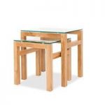 Tribe Glass Nesting Table In Clear With Solid White Oak Frame