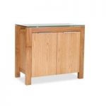 Tribe Sideboard In Clear Glass Top With Solid White Oak