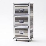 Camber Wooden Chest of Drawers Tall In Grey With Aluminium Frame