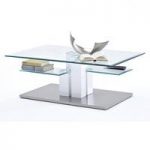 Gretton Coffee Table In Clear Glass With Stainless Steel Base