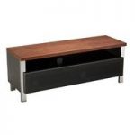 Hessel LCD TV Stand Small In Walnut With Grey Glass Door