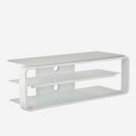 Hedon Glass LCD TV Stand In White With 2 Shelf