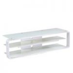 Hedon Glass LCD TV Stand Large In White With 2 Shelf