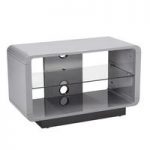 Lucia TV Stand Small In High Gloss Grey With Glass Shelf